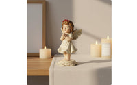 Praying Angel Figurine European Design Memorial Angel Statue Resin Craft Cherub Sculpture for Prayer Corner, Desktop, Graveyard