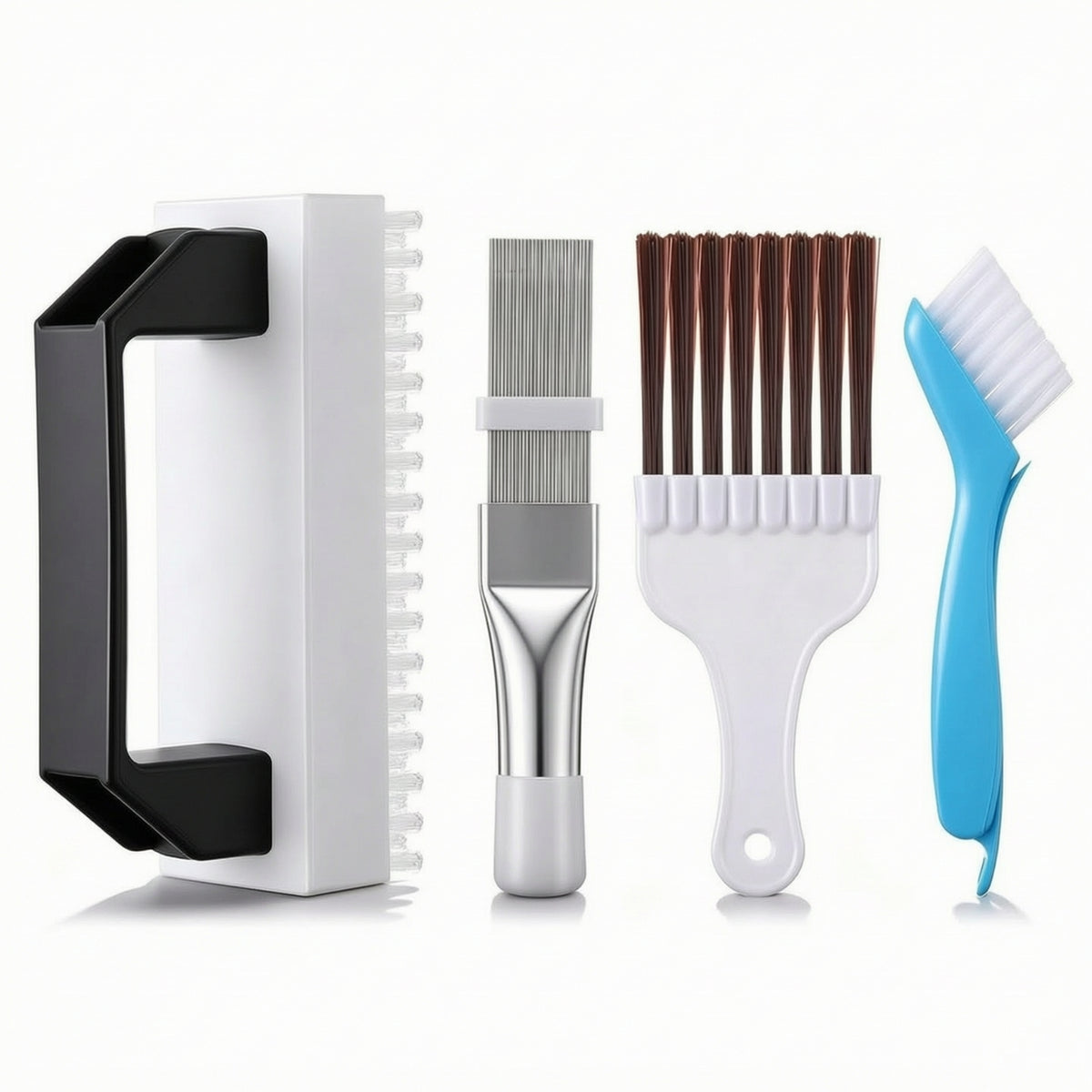 4 Pieces Heating and Cooling System Coil Cleaning Tool Set Easy to Use Thermal Exchange Cleaner Brush with Handle Reusable Kit for Homeowners