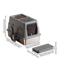 Cat Restroom Enclosure with Front and Top Entry Stainless Steel Cat Restroom Enclosure Odor-Reducing Pet Supply for Cats, Apartment