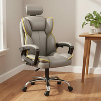 Ergonomic Recliner Chair Comfortable Long Sitting Office Gaming Chair Swivel Recliner Seat Breathable PU Leather for Dorm Room