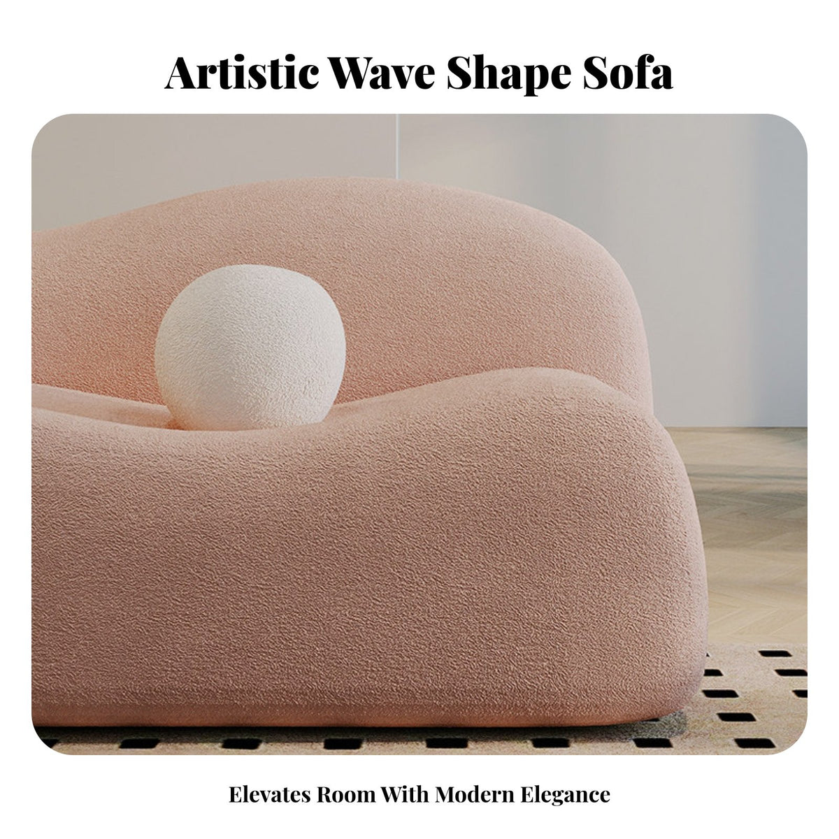 Wavy Settee Plump Cushioning Sofa Minimalist Look Couch for Apartment Dwellers, Interior Designers, Reception Area, Photo Studio, Small Space