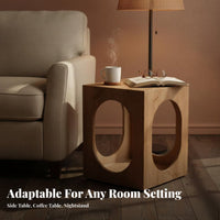 Sturdy Wood Block Table Wabi-Sabi Aesthetic Nightstand Distressed Finish Multifunctional for Interior Decorators, Students