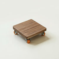 Wooden Drink Mat with Wheels Nordic Design Square Wood Trivet on Wheels