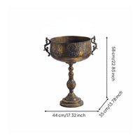 Mediterranean-Influenced Floor-Standing Vase Freestanding Goblet Flower Vase Rust-Resistant Gold Flower Stand for Hallway