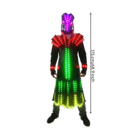 Full-Body LED Costume Glow Glowing Suit with Helmet Nightclub Light up Costume Wearable for Cosplayers, Halloween