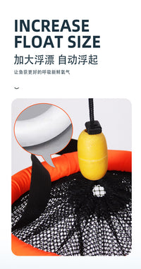 跨境批发便携折叠小鱼护带浮力圈溪流野钓装鱼网兜手提小渔护