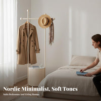 Integrated Nightstand and Coat Rack Multifunctional Design Bedside Cabinet