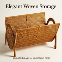 Living Room Storage Basket, Water Hyacinth Holder Wicker, Basket, Water Resistan #variant:Light Coffee