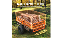 Heavy-Duty ATV Dump Cart 1500 Lb Capacity Lawn Tractor Dump Cart Orange Frame for Yard Hauling