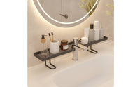 Sink Organizer with Cutout Space-Saving Behind Faucet Storage Shelf Easy Drainage over Faucet Shelf for Washstand