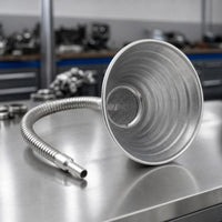 Galvanized Steel Funnel with Flexible Hose Wide-Mouth Metal Funnel with Filter Heavy-Duty Difficult-to-Reach for Mechanics, Garage