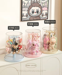 Round Plastic Figure Storage Box with Lid and Hook, Solid Color, Dustproof, 12L