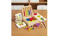 Child-Centered Color Sorting Game Concentration Training Bead Clipping Toy Set Multiple Ways to Play Wooden Bead Sorting Box for Youngsters, Kids