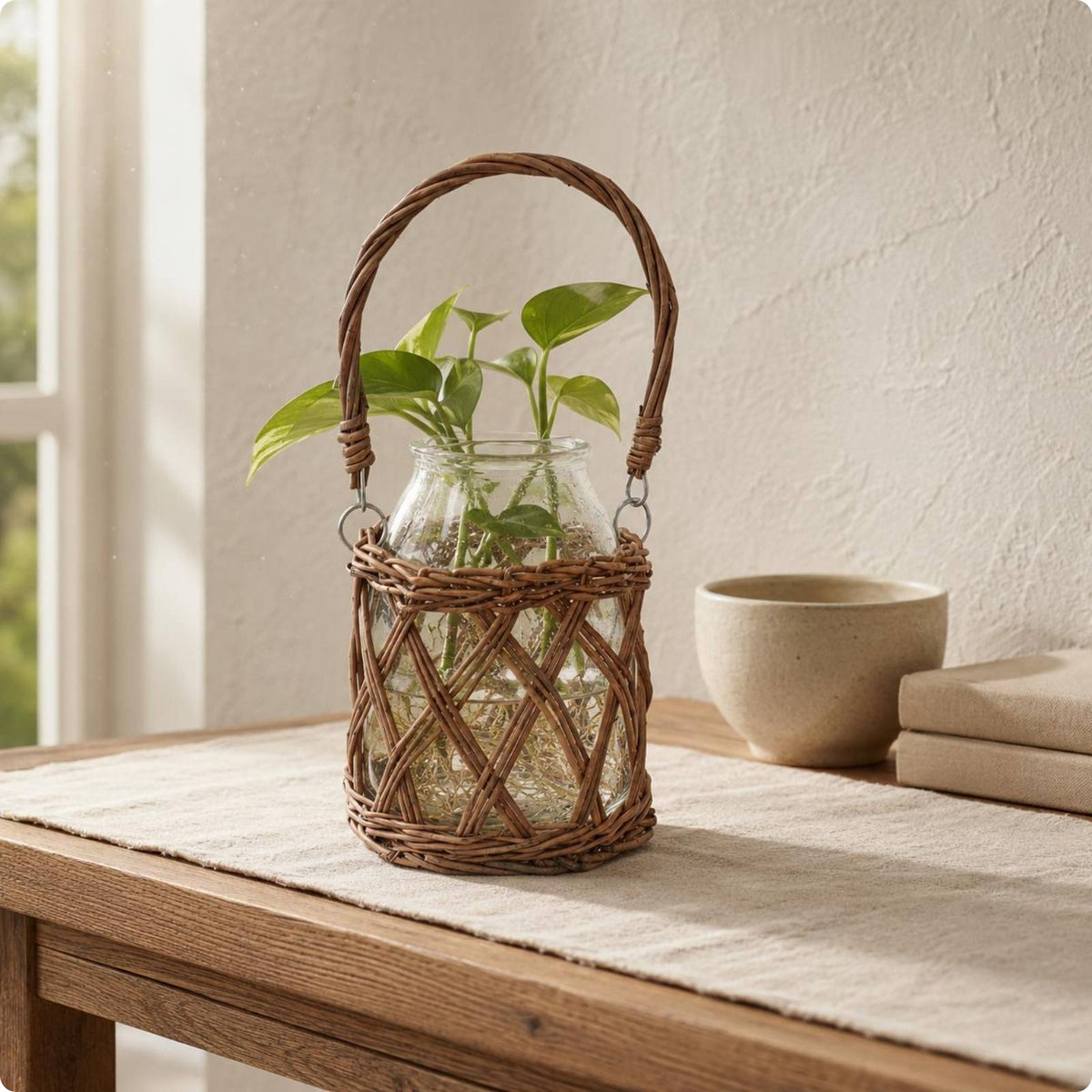 Glass Hanging Vase Decorative Display Wall-Mounted Glass Planter Minimalist