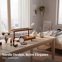 Tiered Wooden Display Rack adaptable Tiered Desktop Stand Natural Aesthetic