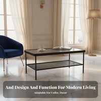 2-Tier Glass Top Table Modern Design 2-Tier Fluted Glass Table Minimalist Living Space Design Room Furniture for Homeowners, Adults, Lounge Area