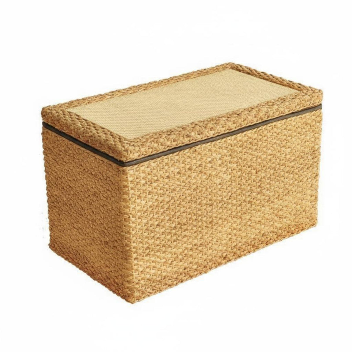 Woven Storage Stool Long-Lasting Frame Footstool Multi-Functional Design