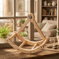 Classic Mirror Pirate Revolving Toy and Bird Swing, Wooden Parrot Enrichment Activity Stand, Pirate Ship Toy Bird Stand for Parakeets and Cockatiels