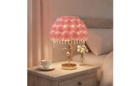 Rose Lamp with Crystal Strands Romantic Heart Lamp with Crystal Pendant Warm Glow Floral for Girls, Bedroom, Nightstand