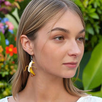 Humorous Fruit Fowl Earrings Double-Sided Duck Earrings Quirky for Women, Teens, Daily Wear, Festivals, Costume Parties