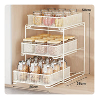 Multi Layer Pull out Organizer Shelf Space Saving Pull out Drawer Organizer Sturdy Metal Sliding Storage Drawer Stable for Kitchen Cabinet, Pantry
