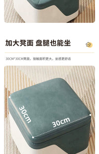 实木凳子家用储物凳收纳凳沙发脚凳门口换鞋凳创意拼色收纳箱矮凳 【纳米科技布】青白拼色