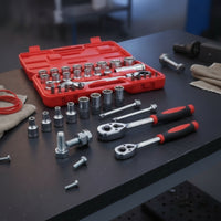 Through-Hole Socket Wrench Kit Compact Gear Socket Wrench Set with Case Multi-Function Through-Hole Ratchet Set for Garage