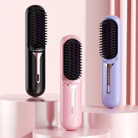 Rechargeable Cordless Hair Straightener Brush Mini Cordless Straightening Brush Ionic Lightweight for Travel