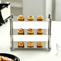 Three-Tier Tray Stand Rectangular Rectangle Tray Compact for Buffets, Bakeries