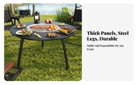 Foldable Round Grill Table Easy to Transport Foldable Cook Station for Families