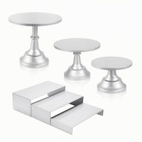 6 Pieces Dessert Display Stand Tempered Glass Rectangular Riser Platform Sturdy