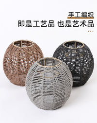 仿藤编灯罩创意复古手工编织灯具灯饰餐厅火锅店饭店民宿吊灯装饰
