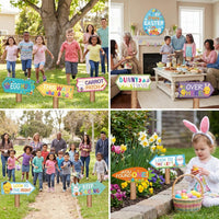 Easter Egg Search Yard Signs Weather Resistant Easter Egg Search Sign Set Sturdy Bunny Trail Yard Stake for Yard, Lawn
