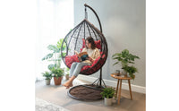 Freestanding Hanging Egg Chair Woven Egg Chair with Stand Cozy Furniture Modern for Balcony