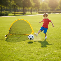 2 Pieces Indoor Outdoor Use Kids Foldable Soccer Goal Set Spring-up-up Design Portable Soccer Net Sports Toy for Backyard