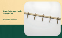 Sturdy Brass Antique Towel Rack Set, Vintage Wall Mounted Bathroom Hardware, No-Drill Accessories