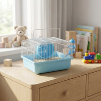Portable Hamster Cage and Pet Carrier, Iron Material Travel Cage with Transparent Top