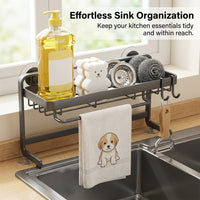 Sink Metal Over the Dish Drying Rack, Versatile Draining with Tray for Kitchen Countertop, No-Drill Cloth Holder, Rectangular Organizer for Students