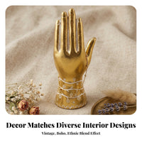Eye Hand Decor Resin Golden Hand Ornament White Painted Detailing