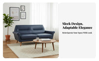 Nordic aesthetic 3-Seater Settee durable Wood Legs Sofa Minimalist Design Couch Space-Saving for Small Families, Apartment Dwellers, Office Managers, Lounge Area, book corner
