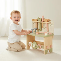 Kids Wooden Workbench Fine Motor Skills Children's Workbench Toy Hand-Eye Coordination Wooden Tool Bench for Preschoolers, Playroom, Preschool
