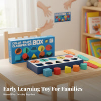 Develops Hand-Eye Coordination Color Shape Sorting Box Sturdy Wood Construction Shape and Color Matching Toy Chunky Pieces Child-Centered Sorting Box Ideal Gift for Preschoolers, Toddlers, Kindergarten, Preschool, Nursery