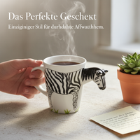 3D Animal Handle Ceramic Coffee Mug, Novelty Zebra Deer Elephant Gorilla Gift Cup