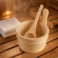 Sauna Pail and Ladle Set Long-Lasting Sauna Pail and Ladle Natural Rope Handle