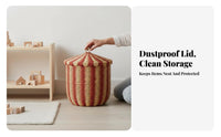 Round Lidded Container Nordic and elegance Household Storage Woven Design for Families