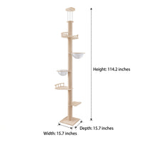 Cat Activity vertical climbing pole to Ceiling Pole, 7 Level Climbing Frame with Scratching Posts
