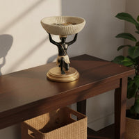 Resin Tribal Figure Key Holder Creative Design Kneeling Man Statue with Bowl Multi-Functional Home Decoration for Office