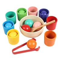 Montessori Eight-Color Ball Sorting Cup Toy for Kids