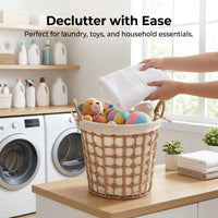 Woven Laundry Basket, Cotton and Linen, Japanese Style