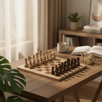 Chess Board with Pieces Square Chess Ornament Eye-Catching Statue for Desk